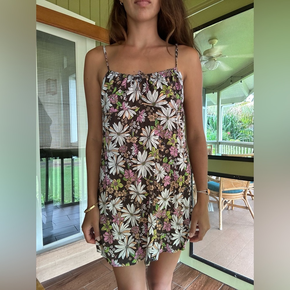 Floral RVCA womens Dress in brown  and Pink